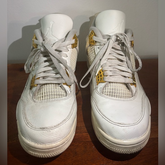 Jordan White and Gold Sneakers - Picture 1 of 5